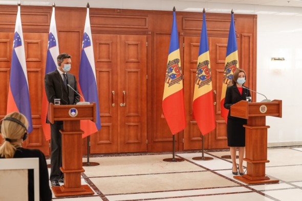 Maia Sandu, la briefing cu Borut Pahor: Republica Moldova își vede viitorul în UE